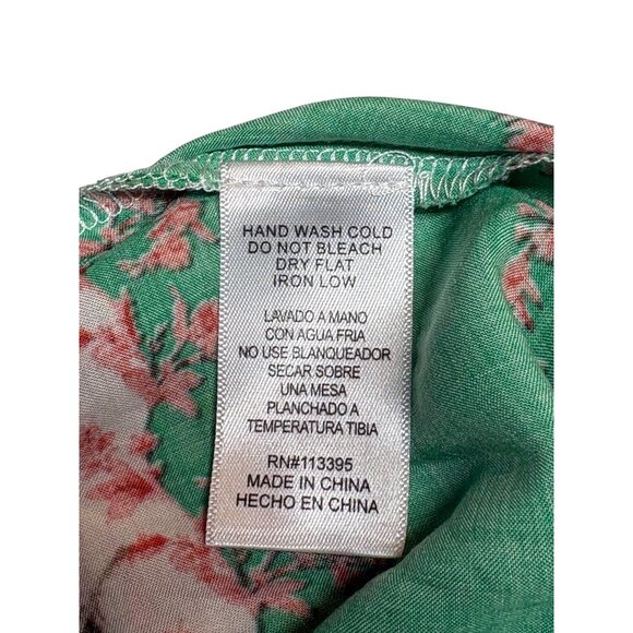 En Crème Boho Maxi Dress Green Pink M Romantic Vacation Resort Wear Festival - Picture 4 of 11